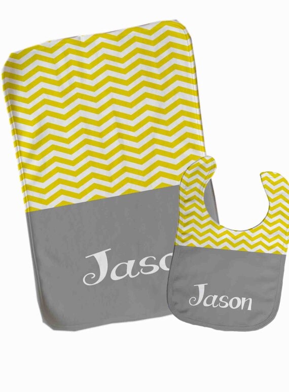 Personalized burp cloth and bib set baby shower gift