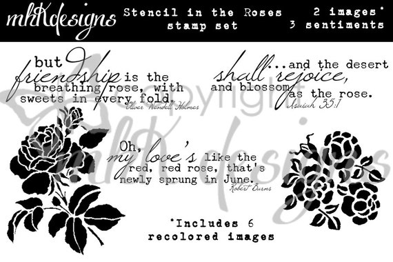 Stencil In The Roses Digital Stamp Set