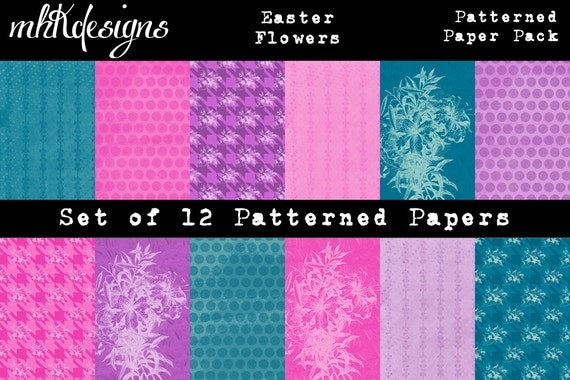 Easter Flowers Digital Paper Pack