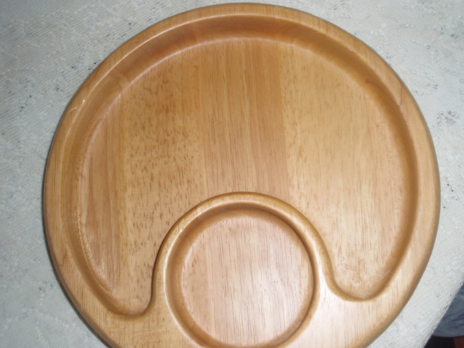 Wood Chip and Dip Tray Round solid wood serving dish wood