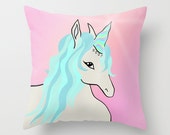 Unicorn Throw Pillow Cover Includes Pillow Insert - Pink and Blue - Sofa Pillow - Bed Pillow - decorative Pillow - Made to Order Unicorn Throw Pillow Cover Includes Pillow Insert - Pink and Blue - Sofa Pillow - Bed Pillow - decorative Pillow - Made to Order