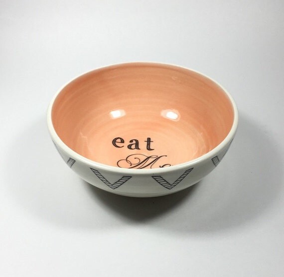 eat me ceramic bowl/ cereal bowl/ porcelain by JuliaClairesClay