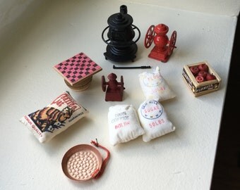 Dollhouse Miniature Vintage General Store Items 1" scale. (BP)