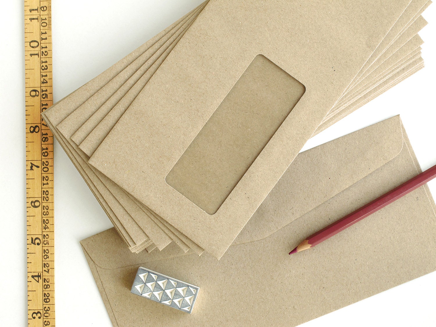 SALE 50 Brown Kraft Business Envelopes with Windows