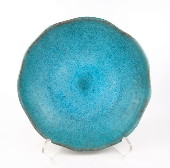 Deep dinner plate in bright Caribbean by Dock6PotteryandTile