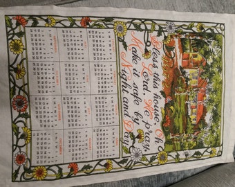 1972 Linen Calendar Dish Towel