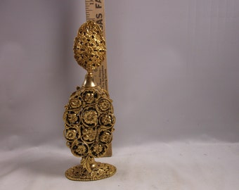 Antique Perfume Bottle Vintage Stylebuilt Rose 9" with rose design dauber circa 1940's 24k gold plated.epsteam