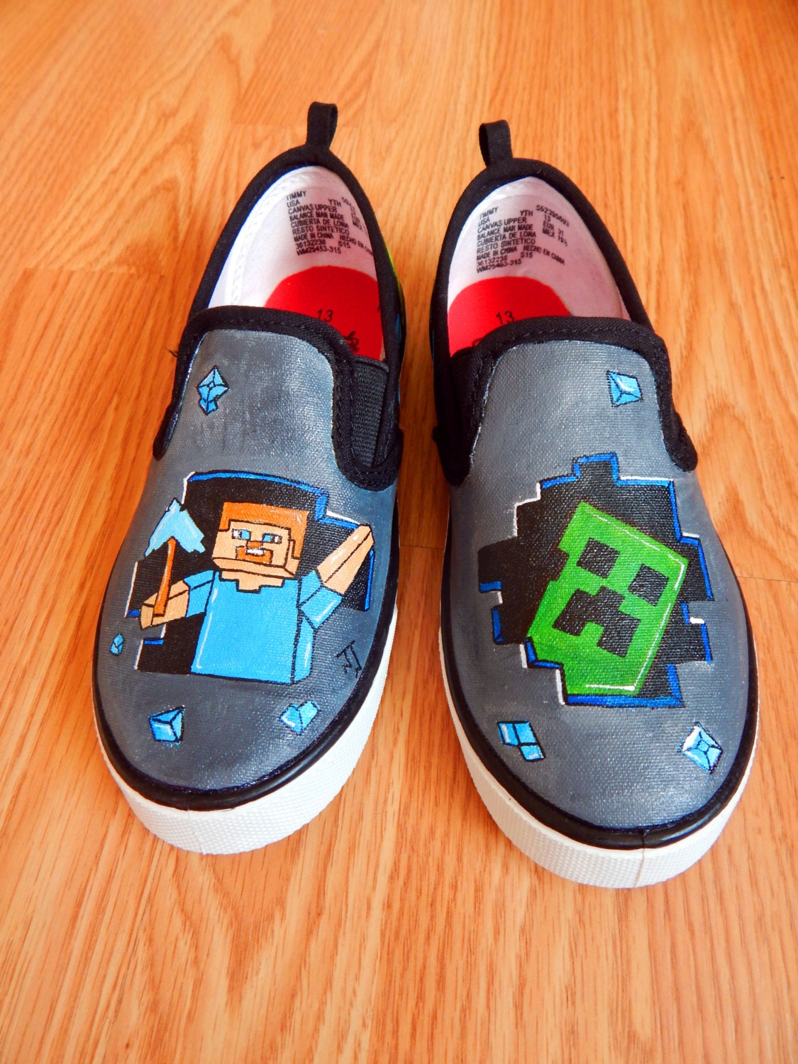 Custom Hand Painted Vans Minecraft Steve & Creeper on Vans