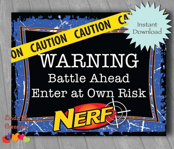 Nerf Party Welcome Sign/Poster INSTANT by LindaKCreations on Etsy