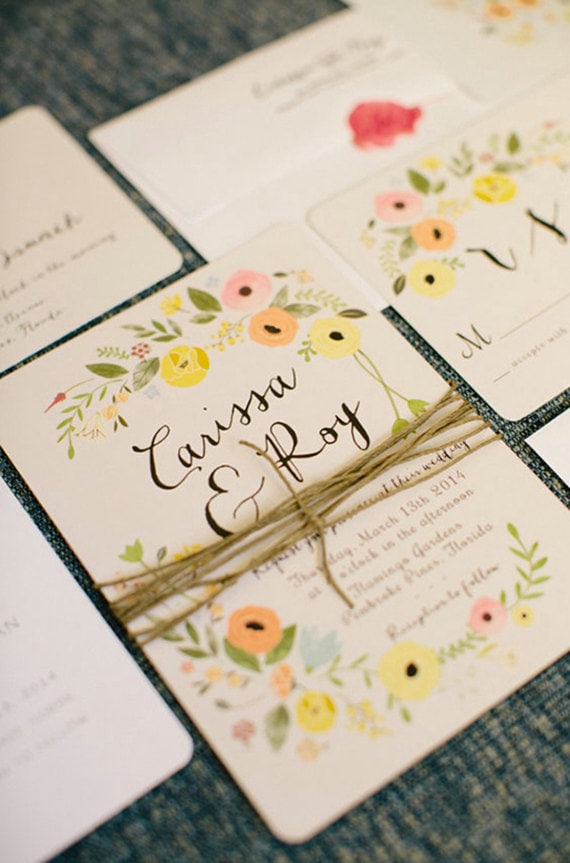 Boho Wedding Invitations Floral Vintage Rustic Bohemian