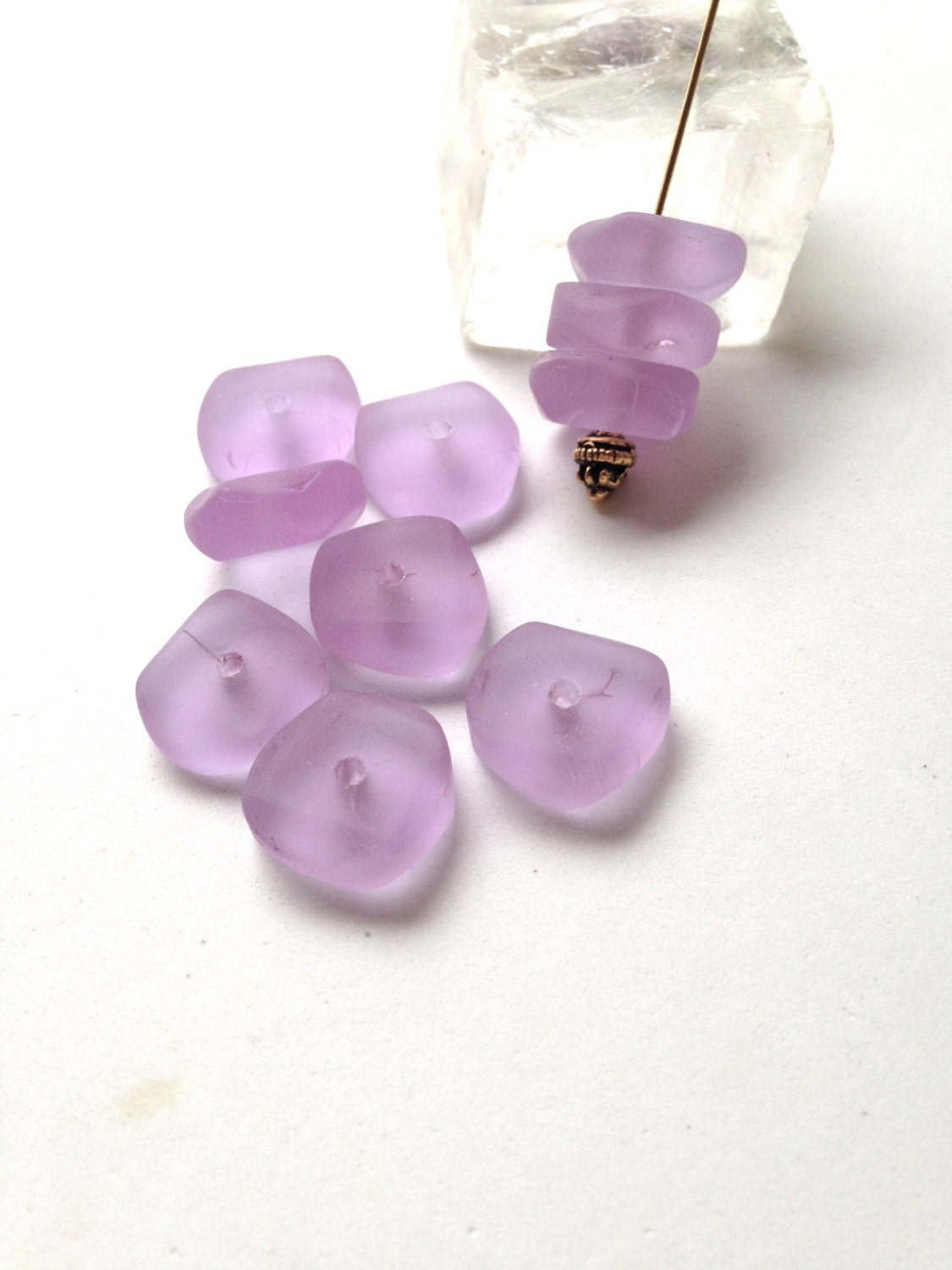Sea Glass Bead Color Changing Periwinkle Freeform Button