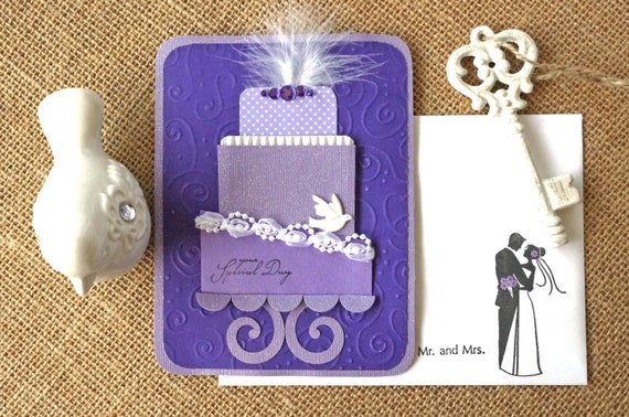 SALE - Wedding Cake Gift Card Holder - Purple Wedding Card - Purple ...