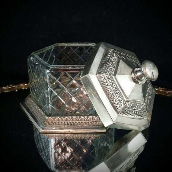 Stainless Steel Crystal Tea Caddy Ginger Jar Silver Trinket