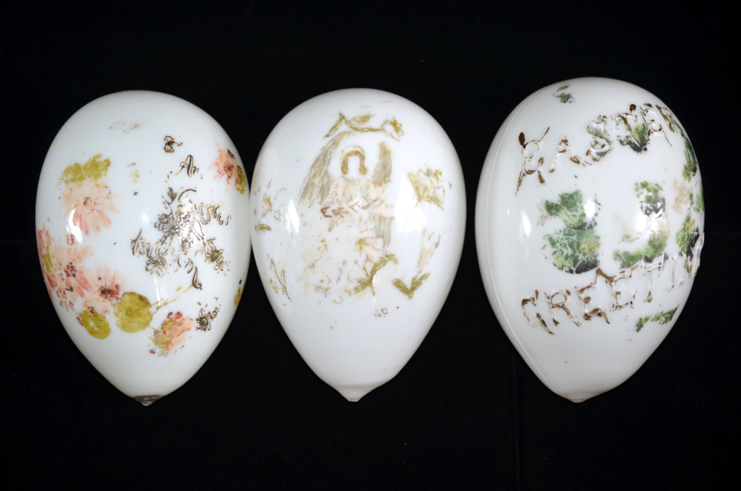 Easter Egg Angel milk glass 3 large eggs 6 in. Easter