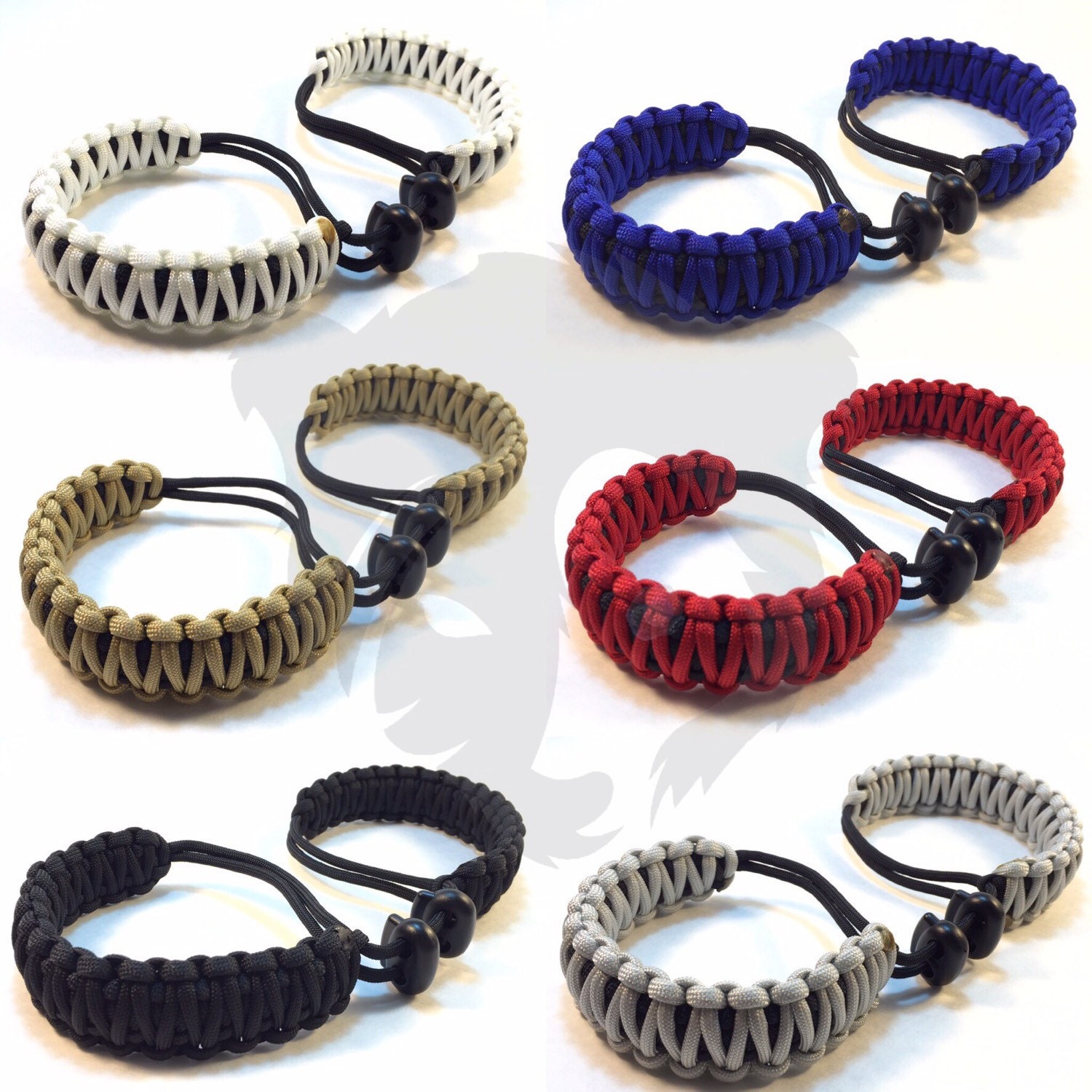 6 Handmade Adjustable Paracord Handcuffs White by PapaBearsHouse