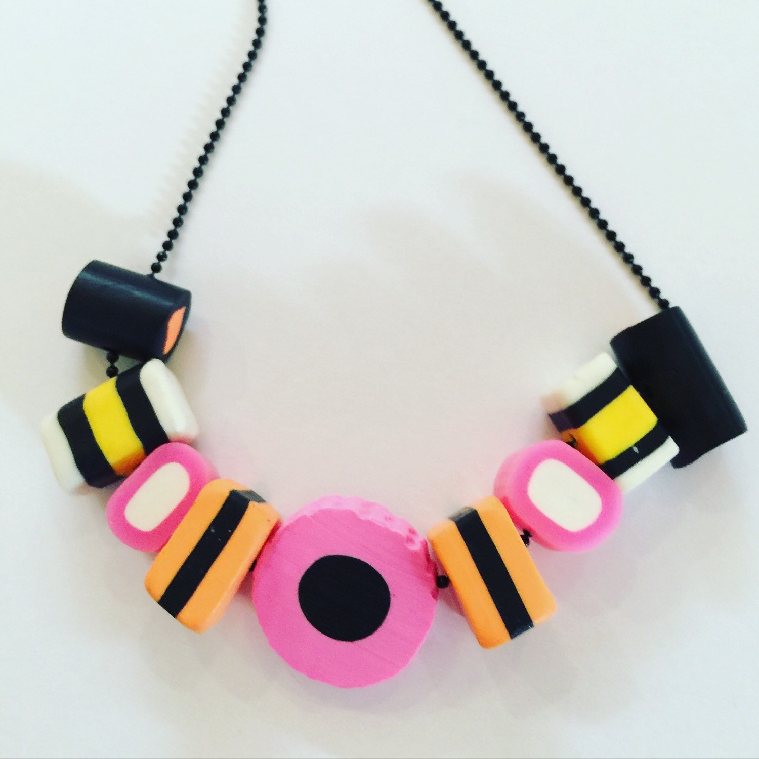 Polymer clay Licorice Allsort necklace by KateAndRoseVintage