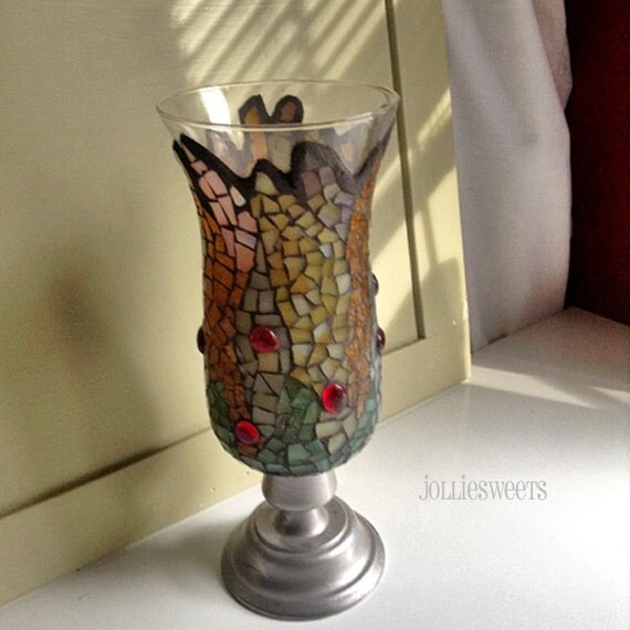 Vintage Mosaic Candle Holder Mosaic Hurricane Candle Holder