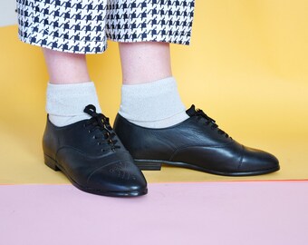 80s CLASSIC oxfords PREPPY oxfords LEATHER oxfords english oxfords domani oxfords mod oxfords minimal oxfords / Size 7.5 us / 5 uk / 38 eu