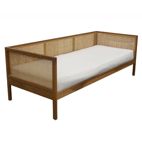 Mid Century Walnut and cane daybed/sofa by VintageSpecialty