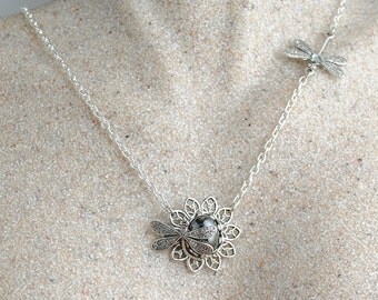 Dragonfly Necklace, Dragonfly Jewelry, Black Pendant, Hematite Necklace, Woodland, Hematite Pendant, Black Diamond, Dragonfly Jewellery