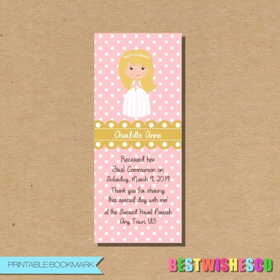 printable bookmark first communion favor printable bookmark