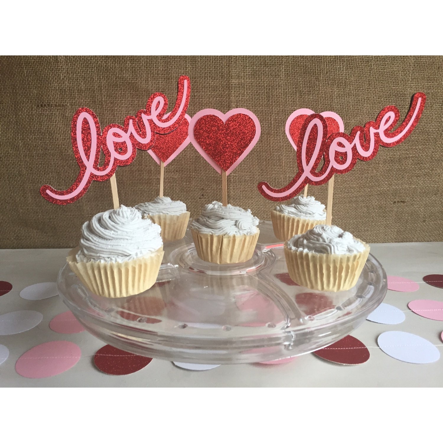 Valentines Day Cupcake Topper Love Cake Topper Heart Cupcake