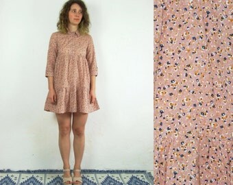90's vintage women's flower printed mini dress