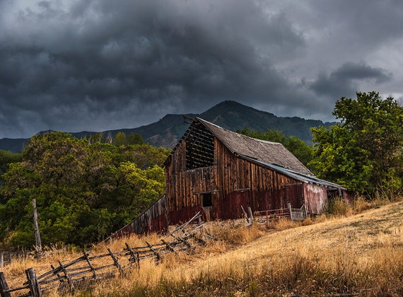 Historic Barn in Rain Storm with Wellsville by Ultimateplaces