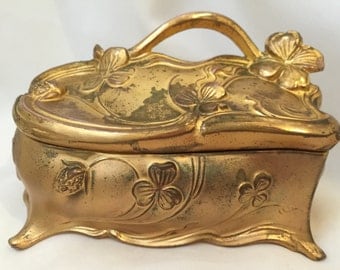 Antique J.B. Jennings Brothers Art Nouveau Casket Jewel Box / Coffin Jewelry Box / Jennings Box / Antique Jewelry / Antique Trinket Box