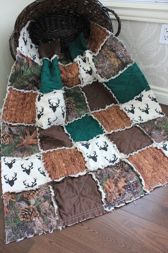 Baby Rag Quilt Baby Boy Quilt Baby Camo Quilt Deer Real