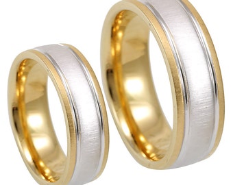 14k two tone wedding band satin finish wedding ring comfort fit promise ring - Two Tone Wedding Rings 14k two tone wedding band satin finish wedding ring comfort fit promise ring - Two Tone Wedding Rings