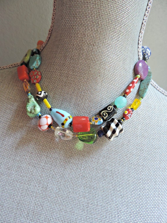 Items similar to Mélange Beaded MultiFunctional Necklace// Artisan