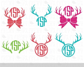 Deer Antler Monogram Frames - .svg/.eps/.dxf/.ai for Silhouette Studio, Cricut, or other cutting software