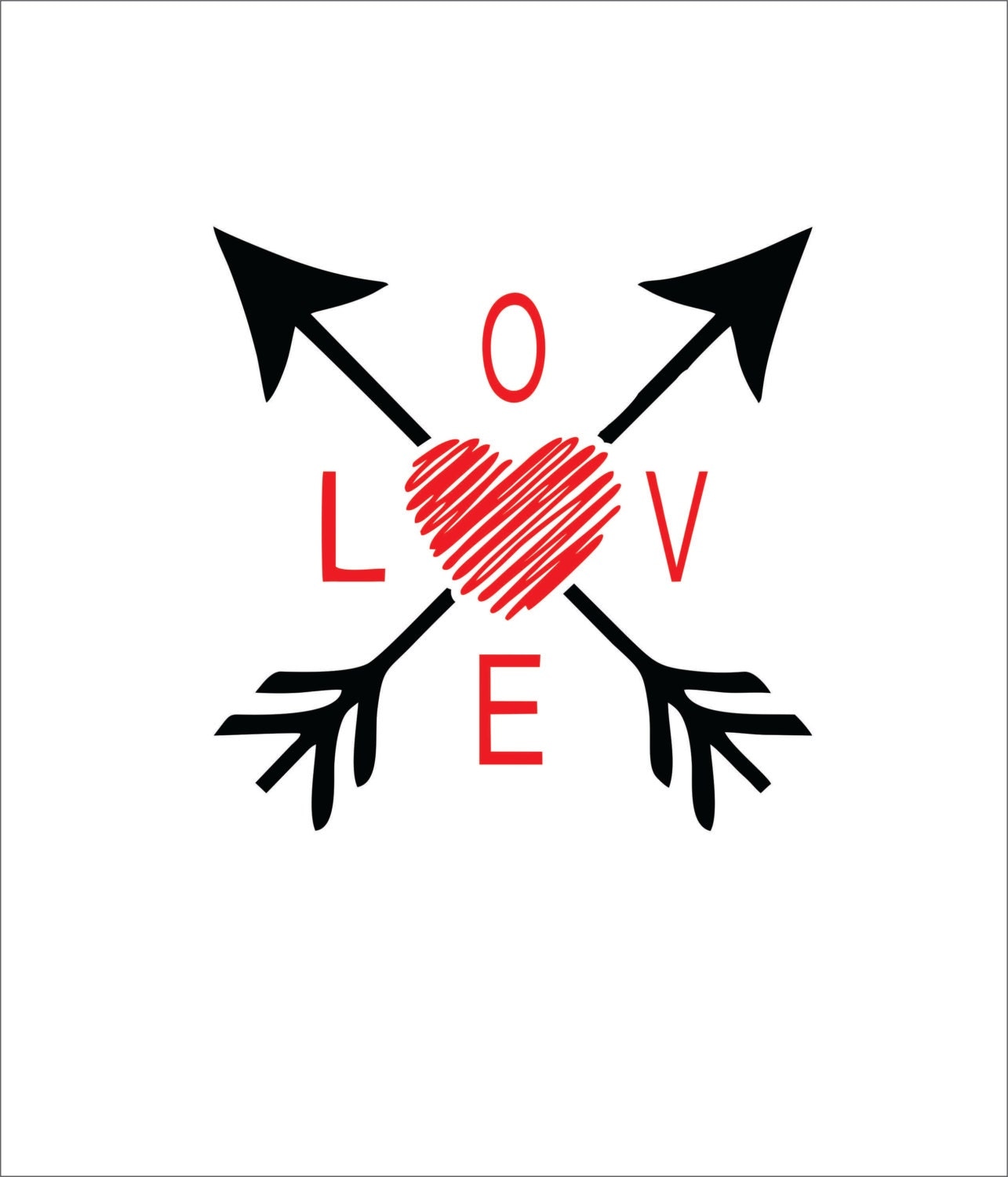Valentine's Day Love arrows scribble heart SVG EPS DXF