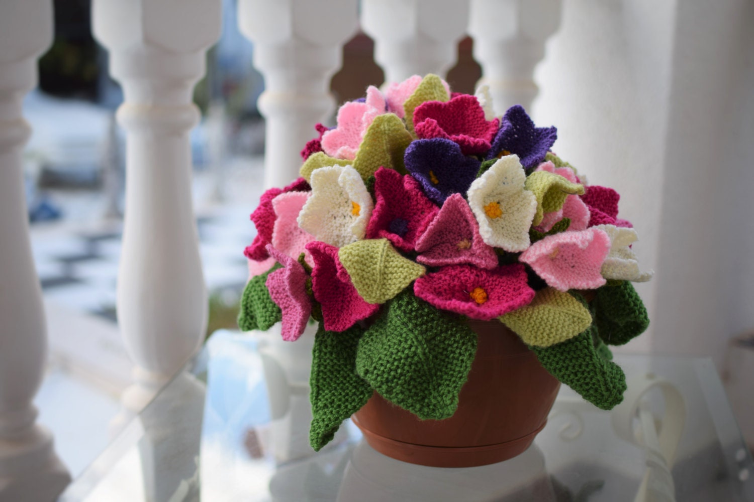 Flower knitting pattern, Knitted flower arrangement, knitting pattern