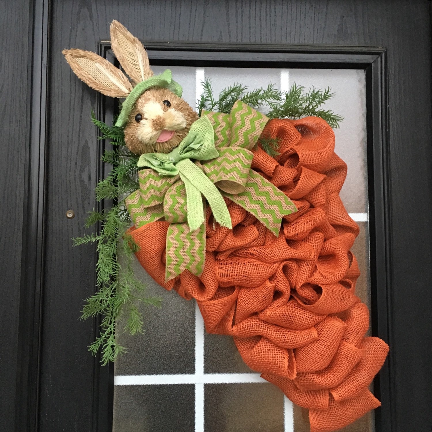 Carrot Wreath Burlap Easter Carrot Door Hanger Spring Garden