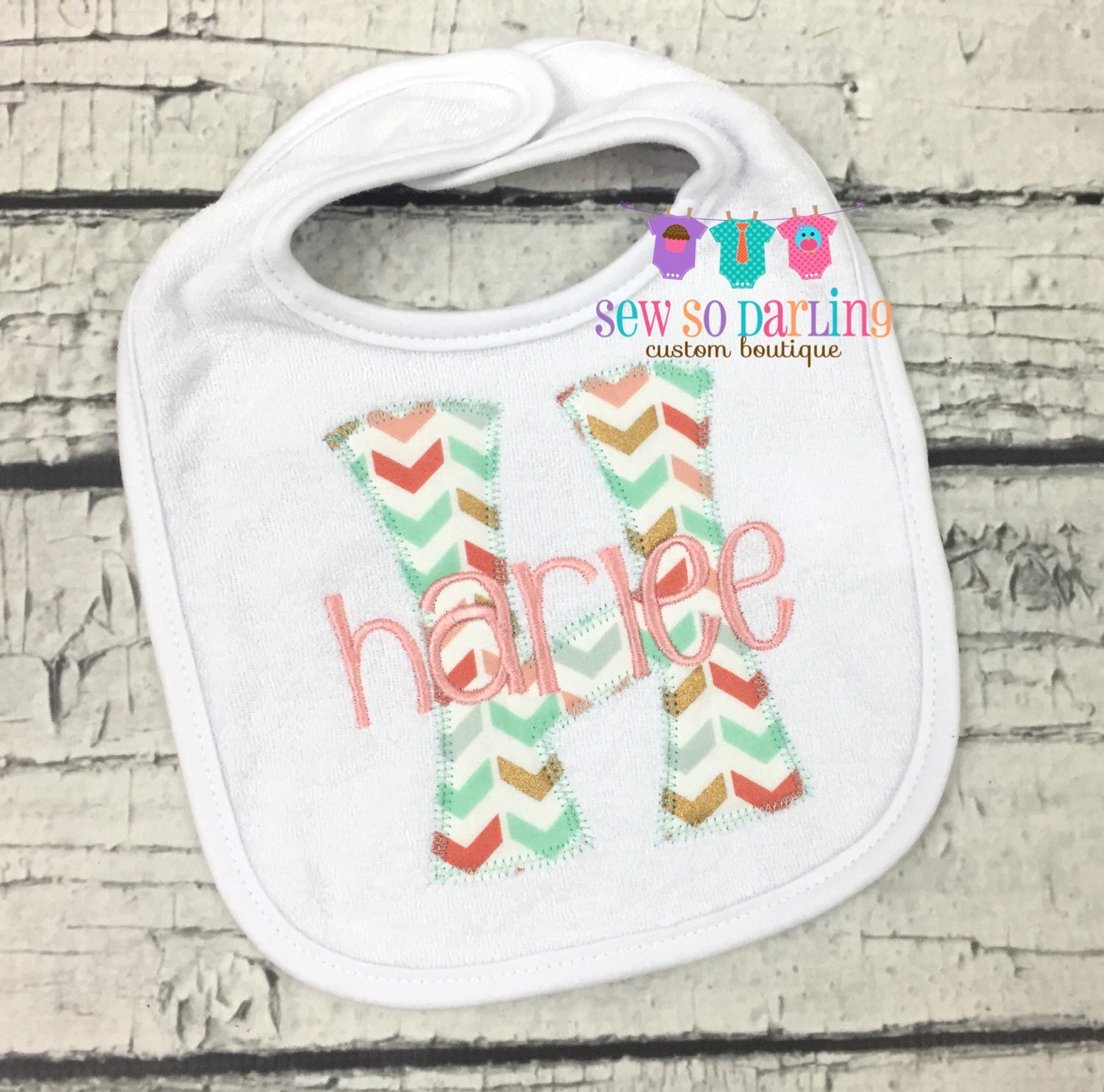 Monogrammed Baby girl Bib Personalized Bib Baby Bib