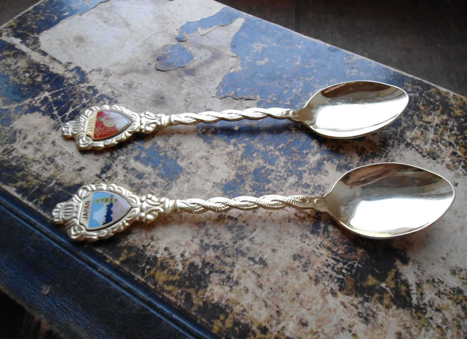 Vintage Souvenir of Japan, Japan Collectible Spoon, gold stainless