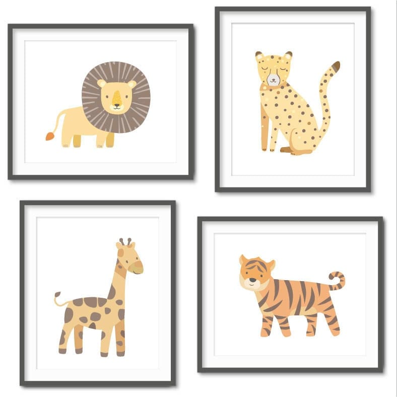 Baby Animal Nursery Art Zoo Animals Jungle by StrawberryJamStudio