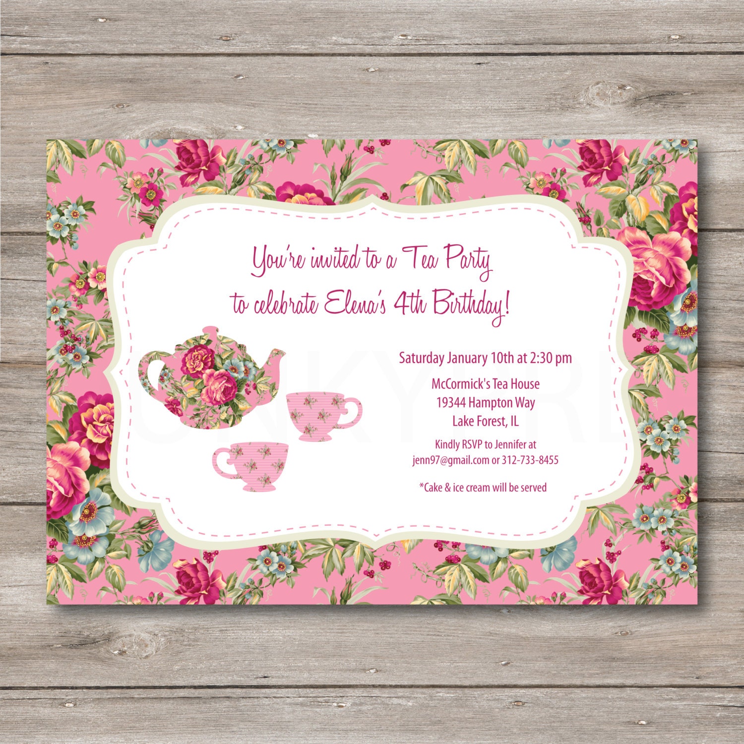 Tea Party Invitation with Editable Text Printable Tea Party