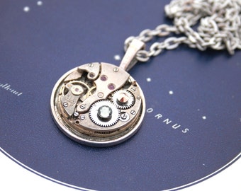 Steampunk Pendant Necklace Statement Jewelry Timepiece Necklace Steam punk Jewelry Watch Mechanism Birthday Gift Necklace