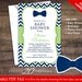 Bow Tie Baby Shower Invitations Editable Pdf DIY 4x6