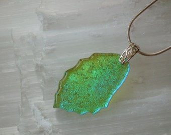 Dichroic glass pendant and sterling silver .925