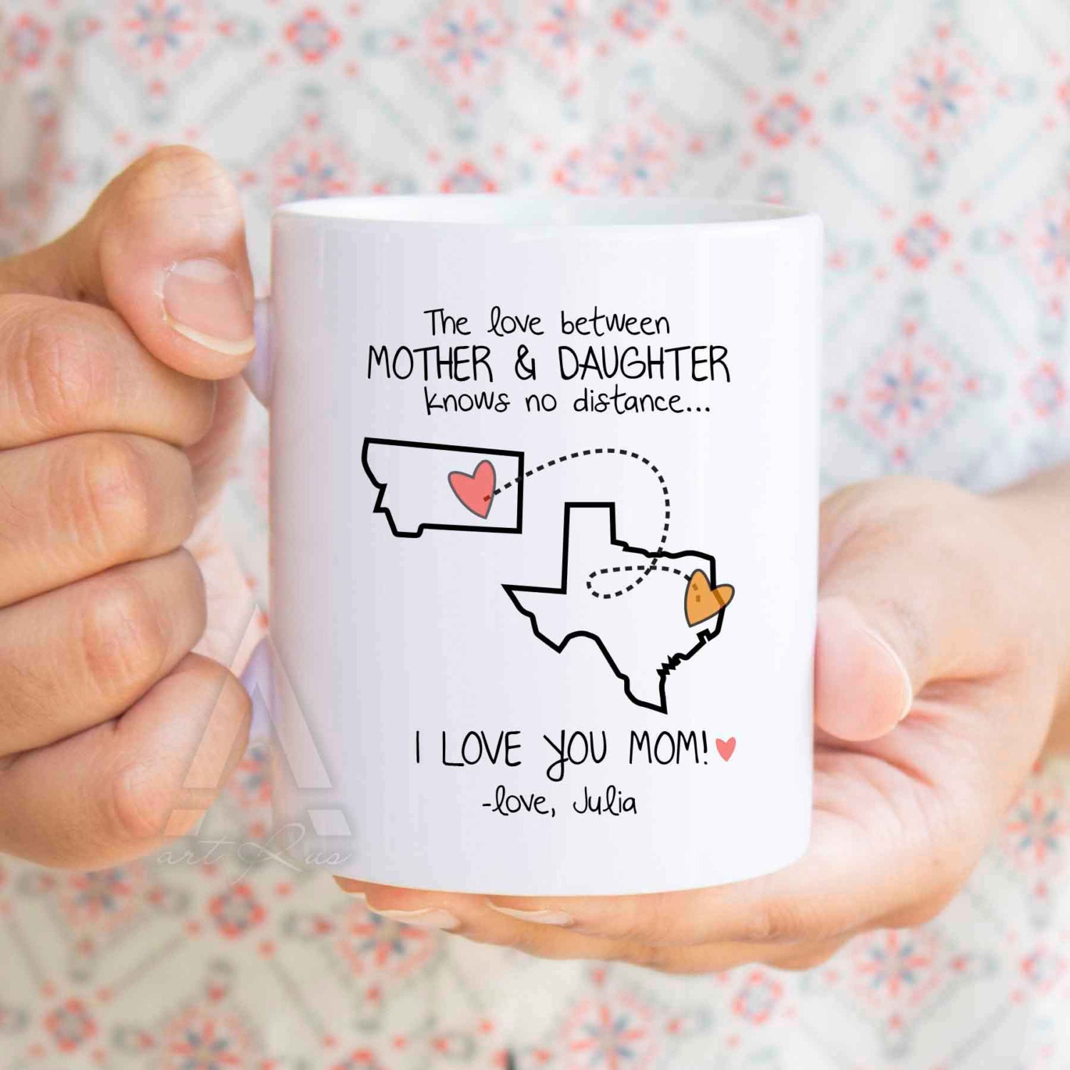 Quotes About Distance Between Mother And Daughter Mom state mug distance personalized tea cup