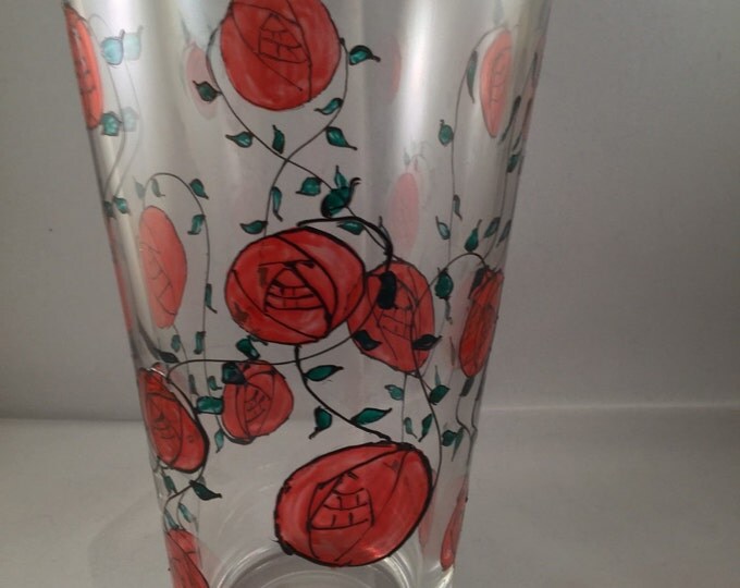 Red Art Nouveau Rose Vase
