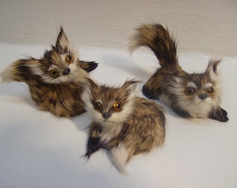 Fox Figures 3 Pc Set Furry Animals collectibles