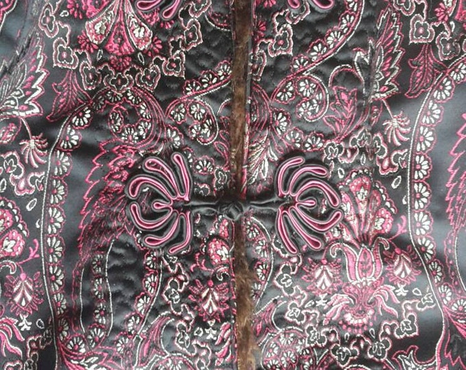 Embroidered Jacket, Vintage Silk Vest, Boho Jacket, Sleeveless Jacket, Pink Gillet, Floral Jacket, Vintage Jacket, 70s Jacket, Evening Coat