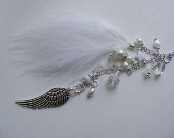 GUARDIAN ANGEL FEATHER Car Grab Handles or rear view mirror charm beaded driving test birthday gift wing
