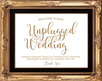 printable gold wedding sign, unplugged wedding sign, digital wedding sign gold, printable unplugged wedding sign, 8x10, you print
