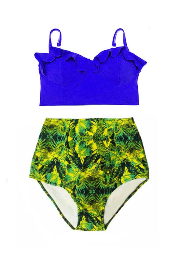 Blue Midkini Top and Wild Highwaisted High Waisted Waist